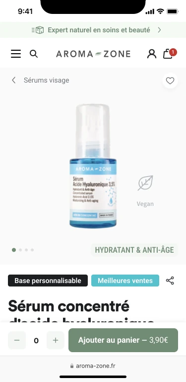 Selecteur de quantite et barre d'ajout au panier persistante sur mobile